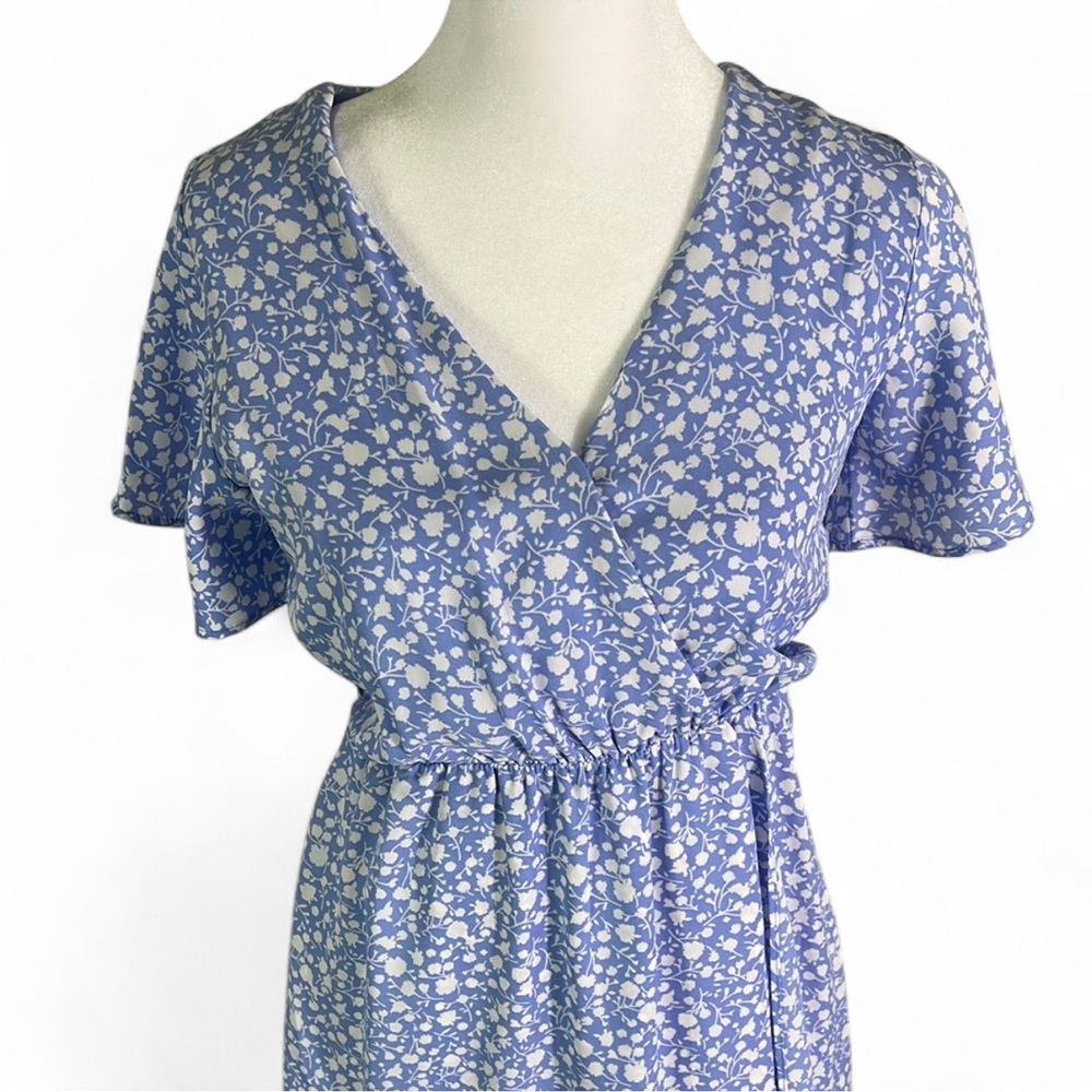 Sienna Sky Floral Boho Midi Dress XS Light Blue Cottagecore Spring Brunch Vacati - Picture 4 of 5